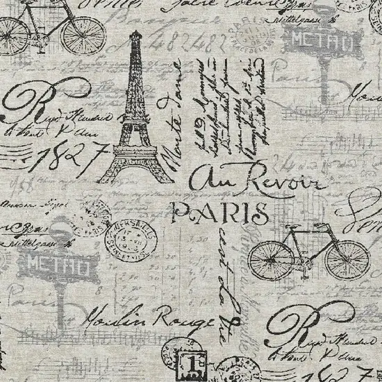 Beige Gray And Charcoal Toile Washable Indoor Outdoor Area Rug Photo 5