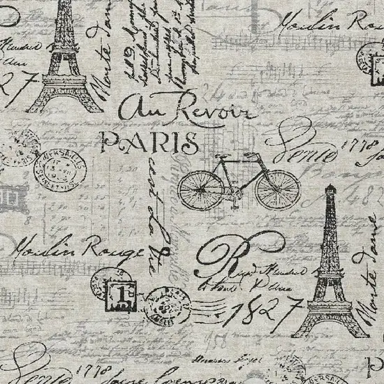 Beige Gray And Charcoal Toile Washable Indoor Outdoor Area Rug Photo 5