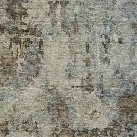 Beige Gray And Chocolate Abstract Washable Indoor Outdoor Area Rug Photo 2