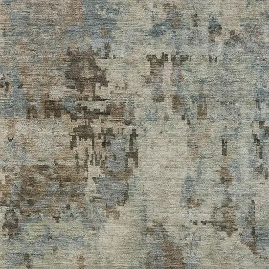 Beige Gray And Chocolate Abstract Washable Indoor Outdoor Area Rug Photo 2