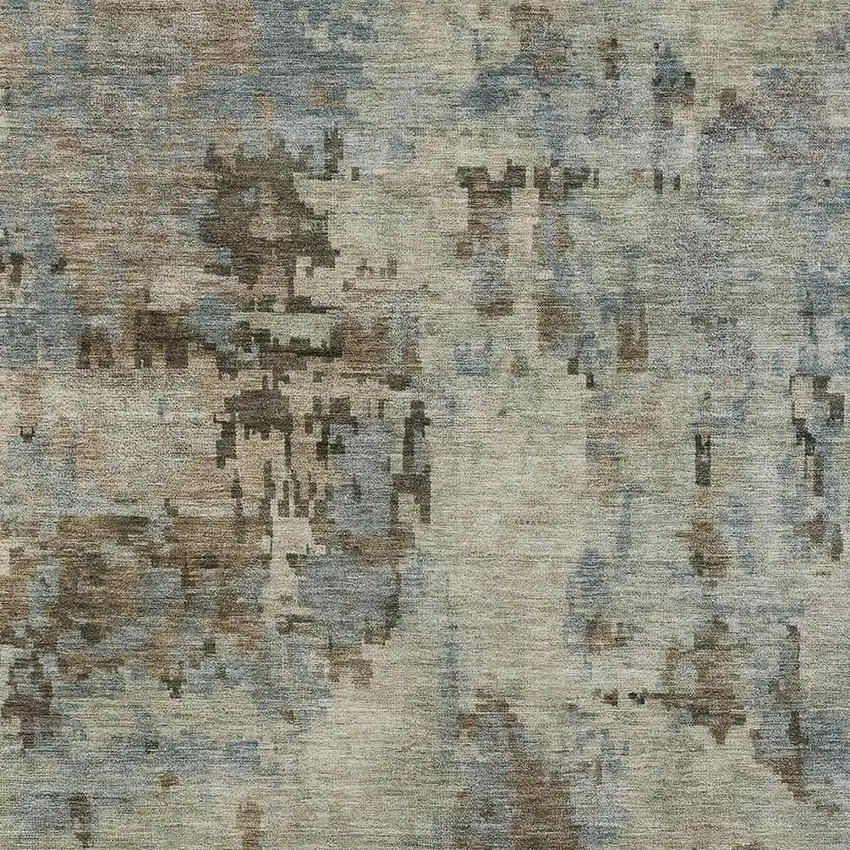 Beige Gray And Chocolate Abstract Washable Indoor Outdoor Area Rug Photo 2