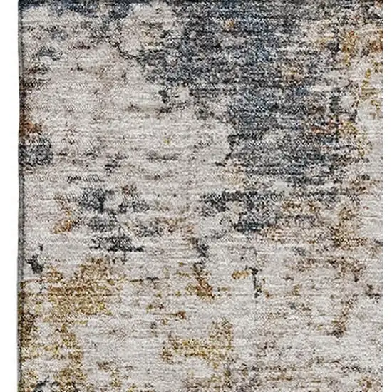 Beige Gray And Copper Abstract Washable Area Rug With UV Protection Photo 5