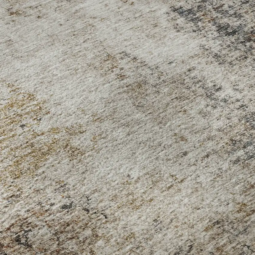 Beige Gray And Copper Abstract Washable Area Rug With UV Protection Photo 7