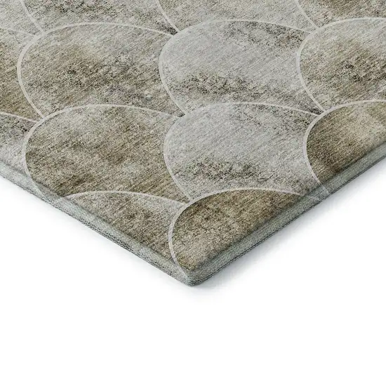 Beige Gray And Ivory Abstract Geometric Washable Area Rug With UV Protection Photo 8