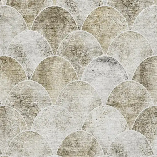 Beige Gray And Ivory Abstract Geometric Washable Area Rug With UV Protection Photo 3