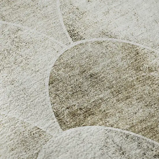 Beige Gray And Ivory Abstract Geometric Washable Area Rug With UV Protection Photo 9