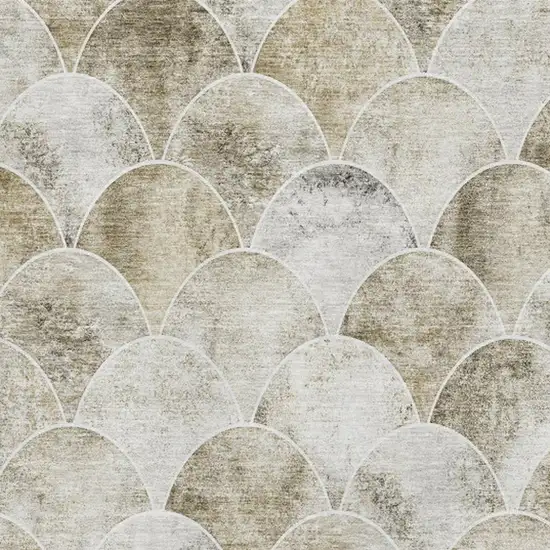 Beige Gray And Ivory Abstract Geometric Washable Area Rug With UV Protection Photo 3