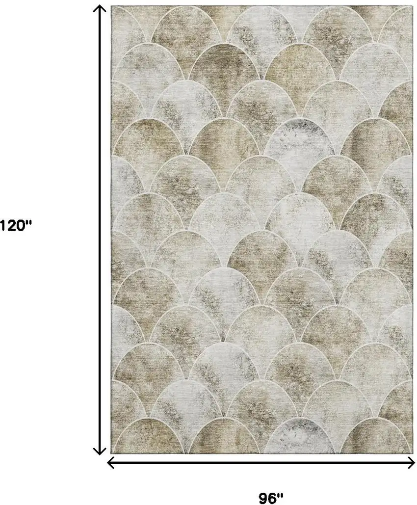 Beige Gray And Ivory Abstract Geometric Washable Area Rug With UV Protection Photo 3