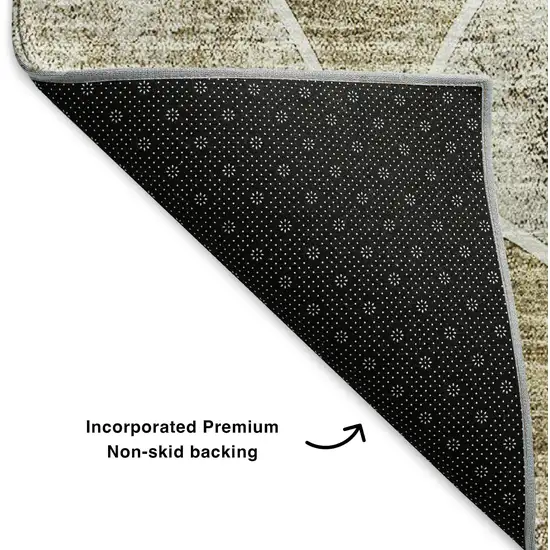 Beige Gray And Ivory Abstract Geometric Washable Area Rug With UV Protection Photo 7