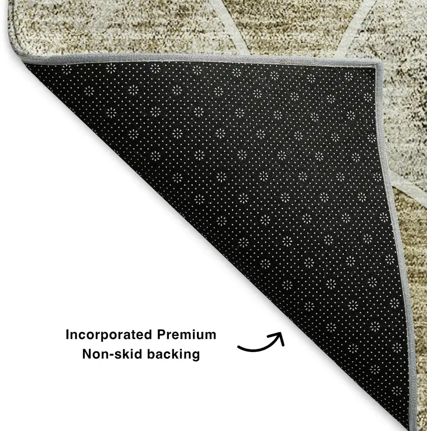 Beige Gray And Ivory Abstract Geometric Washable Area Rug With UV Protection Photo 7