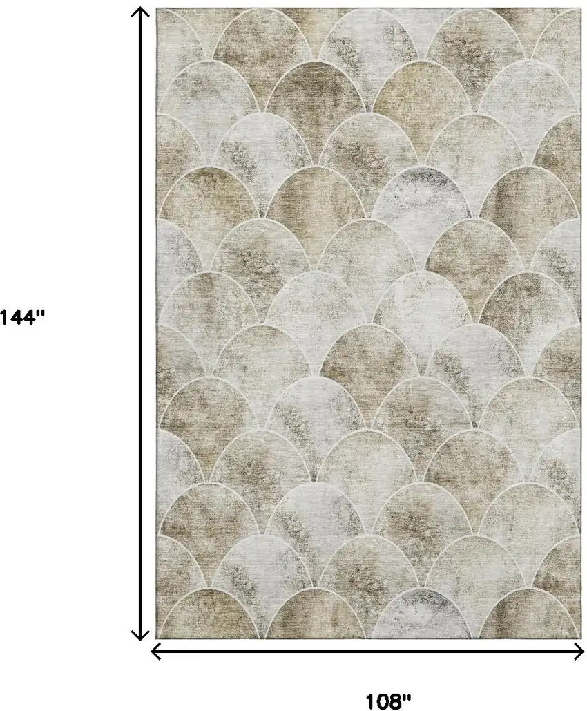 Beige Gray And Ivory Abstract Geometric Washable Area Rug With UV Protection Photo 3