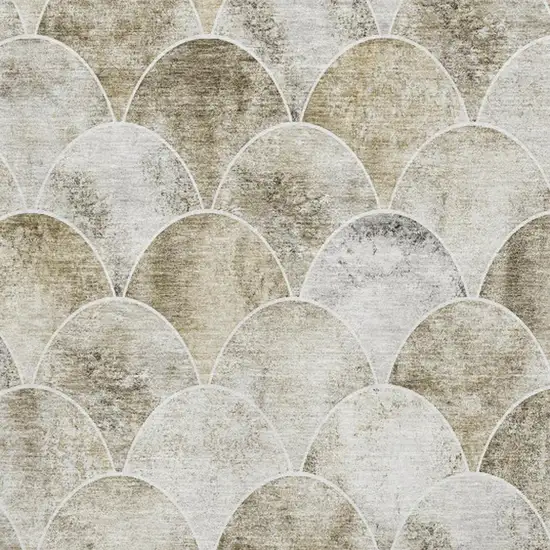 Beige Gray And Ivory Abstract Geometric Washable Area Rug With UV Protection Photo 3