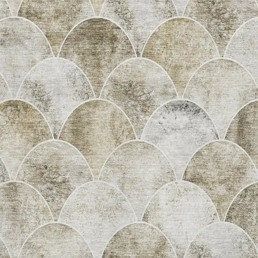 Beige Gray And Ivory Abstract Geometric Washable Area Rug With UV Protection Photo 3