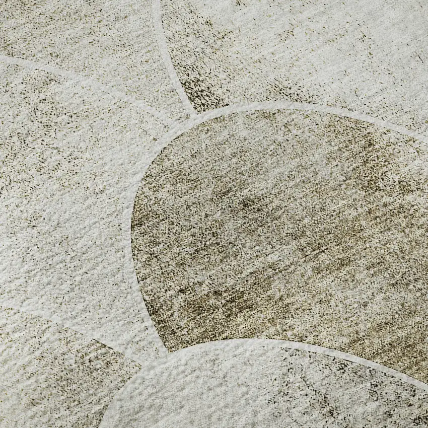 Beige Gray And Ivory Abstract Geometric Washable Area Rug With UV Protection Photo 9