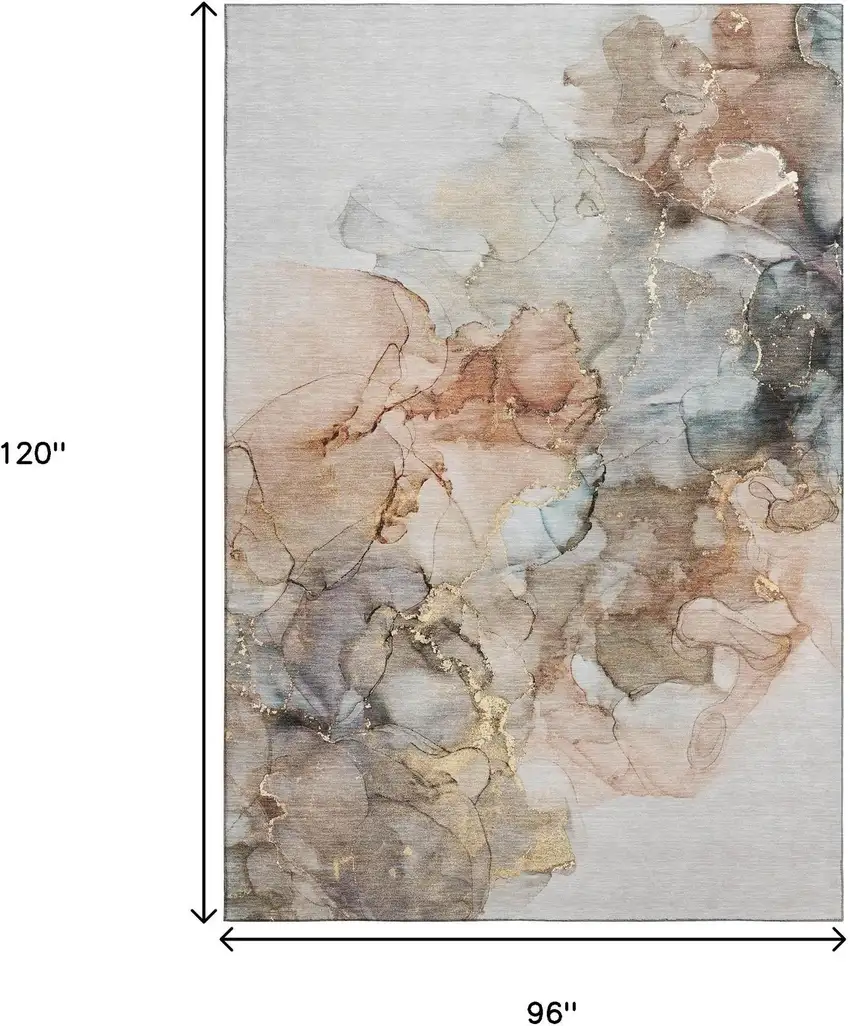 Beige Gray And Ivory Abstract Washable Area Rug With UV Protection Photo 7