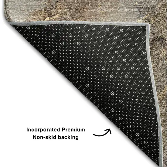 Beige Gray And Ivory Abstract Washable Area Rug With UV Protection Photo 8