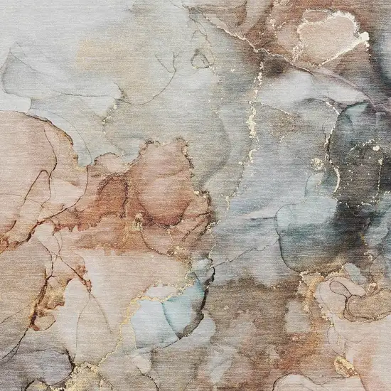 Beige Gray And Ivory Abstract Washable Area Rug With UV Protection Photo 3