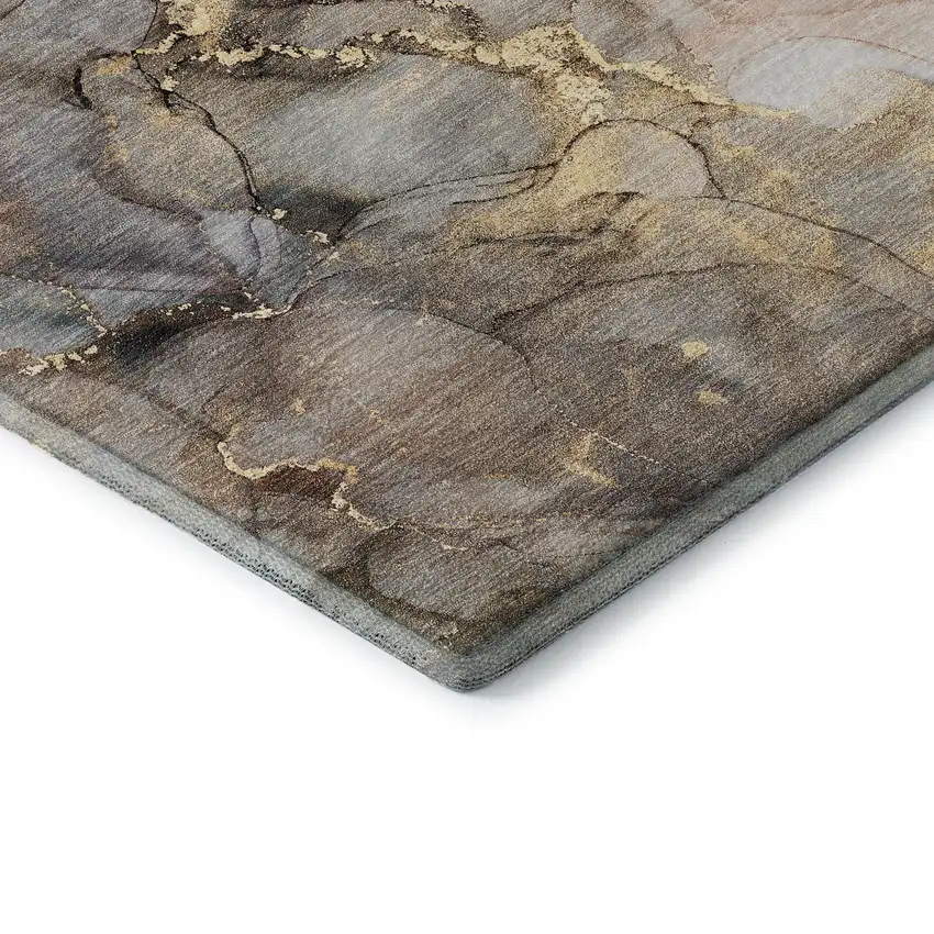 Beige Gray And Ivory Abstract Washable Area Rug With UV Protection Photo 9