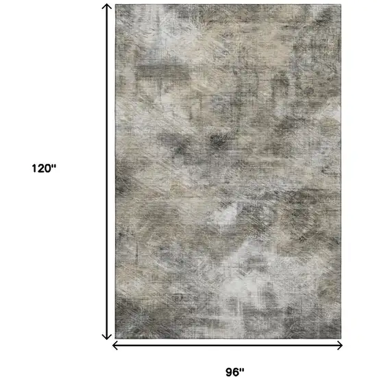Beige Gray And Ivory Abstract Washable Area Rug With UV Protection Photo 5