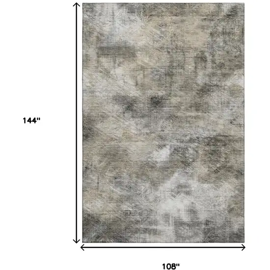 Beige Gray And Ivory Abstract Washable Area Rug With UV Protection Photo 6