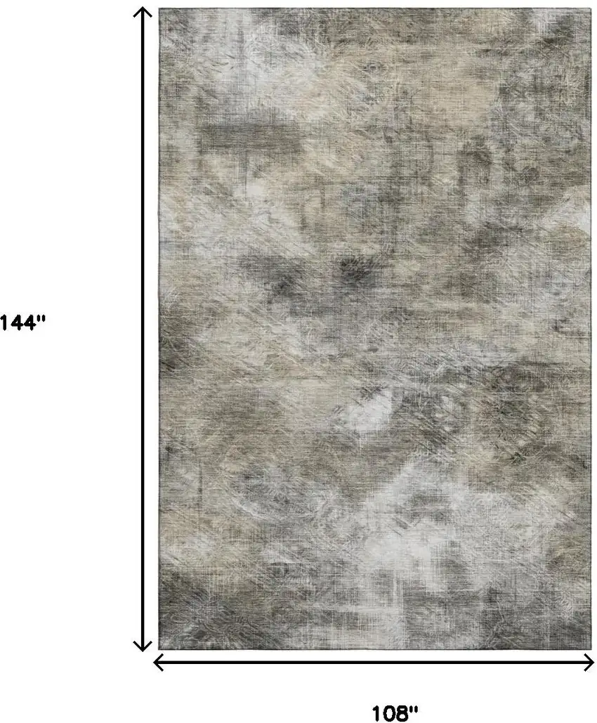 Beige Gray And Ivory Abstract Washable Area Rug With UV Protection Photo 6