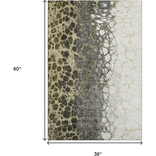Beige Gray And Ivory Abstract Washable Area Rug With UV Protection Photo 3