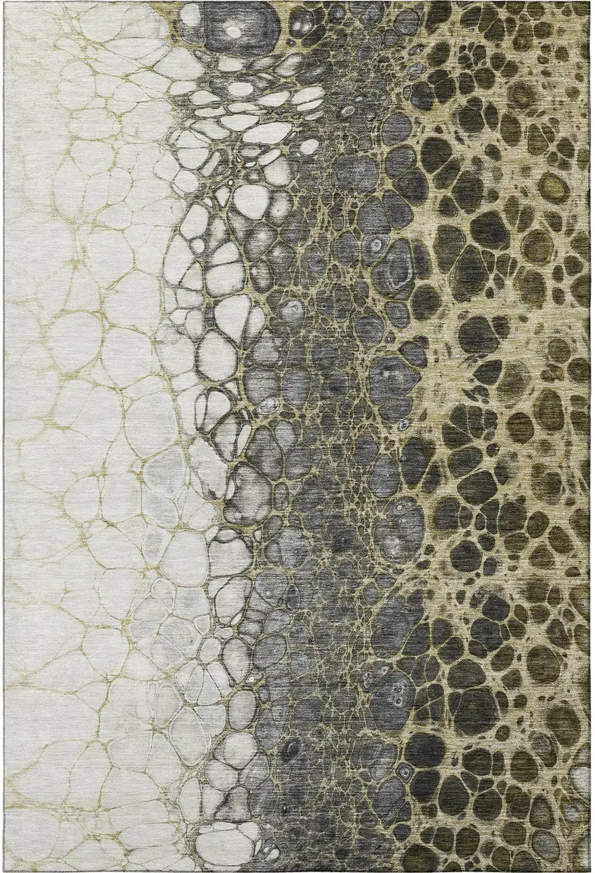 Beige Gray And Ivory Abstract Washable Area Rug With UV Protection Photo 3