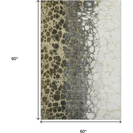 Beige Gray And Ivory Abstract Washable Area Rug With UV Protection Photo 3