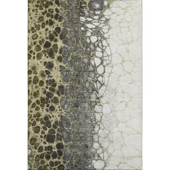 Beige Gray And Ivory Abstract Washable Area Rug With UV Protection Photo 1