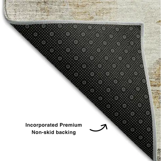 Beige Gray And Ivory Abstract Washable Area Rug With UV Protection Photo 9