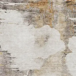 Photo of Beige Gray And Ivory Abstract Washable Area Rug With UV Protection