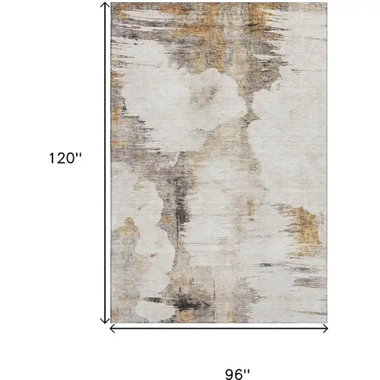 Beige Gray And Ivory Abstract Washable Area Rug With UV Protection Photo 3