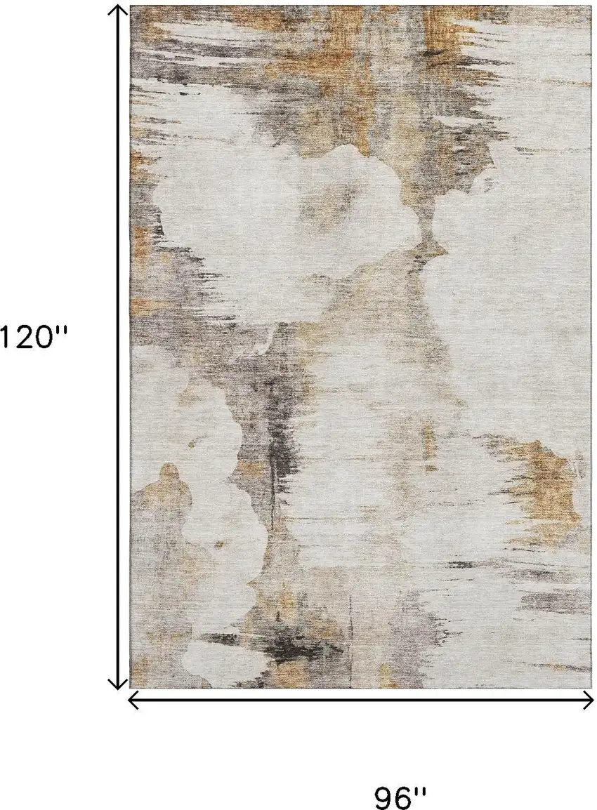 Beige Gray And Ivory Abstract Washable Area Rug With UV Protection Photo 3
