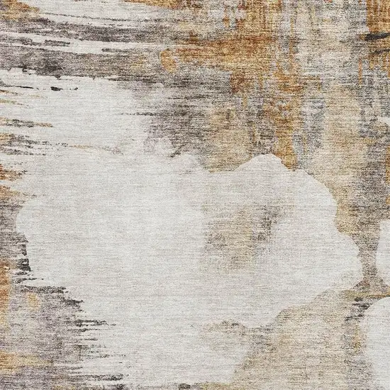 Beige Gray And Ivory Abstract Washable Area Rug With UV Protection Photo 4