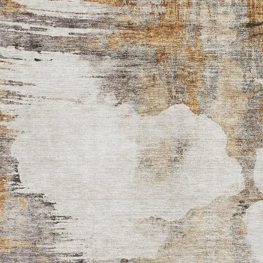 Beige Gray And Ivory Abstract Washable Area Rug With UV Protection Photo 4