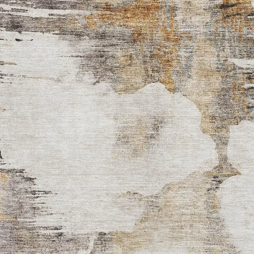 Beige Gray And Ivory Abstract Washable Area Rug With UV Protection Photo 4