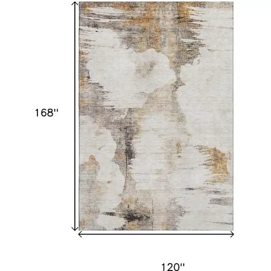 Beige Gray And Ivory Abstract Washable Area Rug With UV Protection Photo 3
