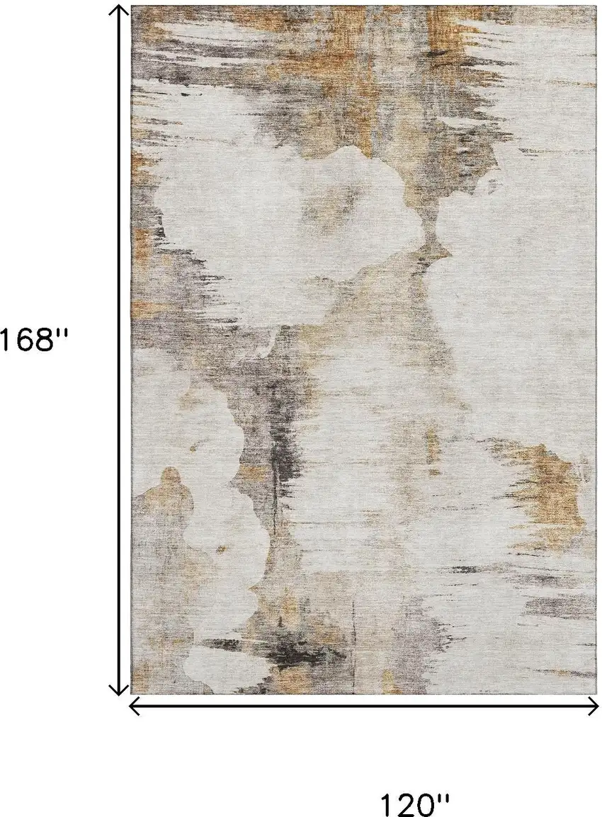 Beige Gray And Ivory Abstract Washable Area Rug With UV Protection Photo 3