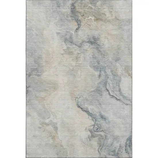 Beige Gray And Ivory Abstract Washable Area Rug With UV Protection Photo 1