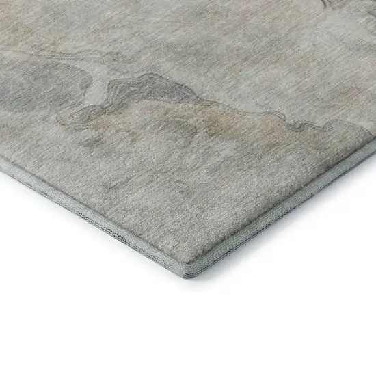 Beige Gray And Ivory Abstract Washable Area Rug With UV Protection Photo 6