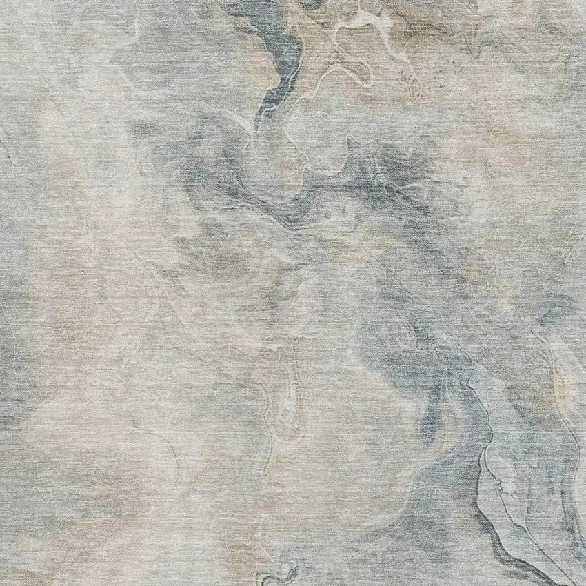 Beige Gray And Ivory Abstract Washable Area Rug With UV Protection Photo 2