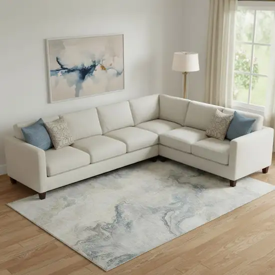 Beige Gray And Ivory Abstract Washable Area Rug With UV Protection Photo 2