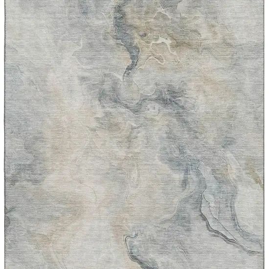 Beige Gray And Ivory Abstract Washable Area Rug With UV Protection Photo 2