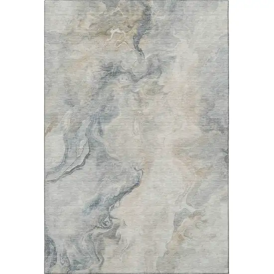 Beige Gray And Ivory Abstract Washable Area Rug With UV Protection Photo 3