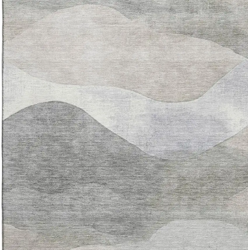 Beige Gray And Ivory Abstract Washable Area Rug With UV Protection Photo 3