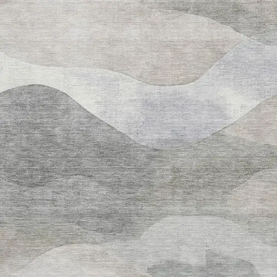 Beige Gray And Ivory Abstract Washable Area Rug With UV Protection Photo 3