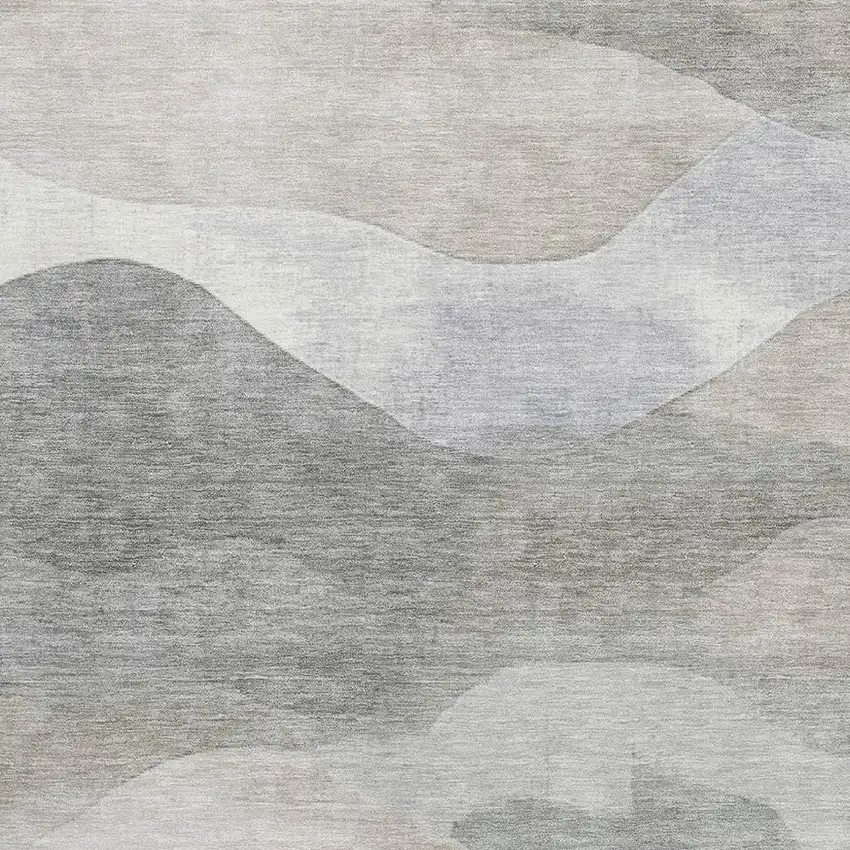 Beige Gray And Ivory Abstract Washable Area Rug With UV Protection Photo 3