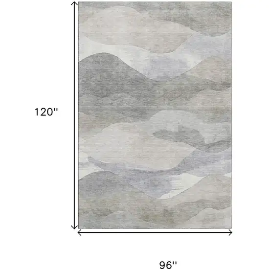 Beige Gray And Ivory Abstract Washable Area Rug With UV Protection Photo 9