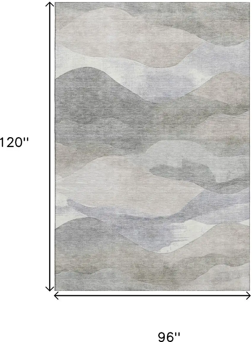 Beige Gray And Ivory Abstract Washable Area Rug With UV Protection Photo 9