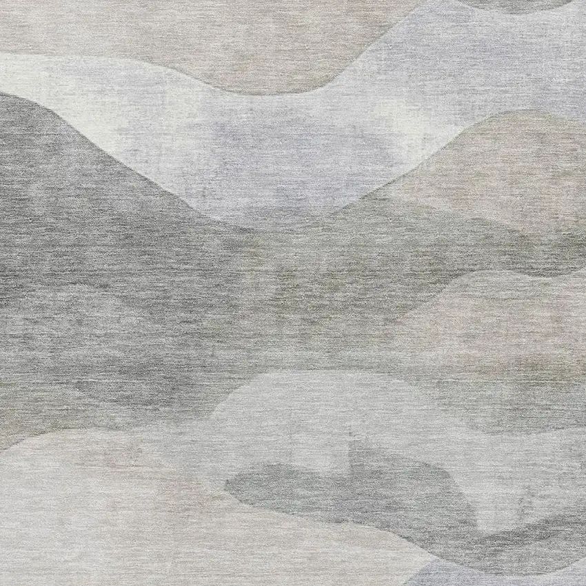 Beige Gray And Ivory Abstract Washable Area Rug With UV Protection Photo 3